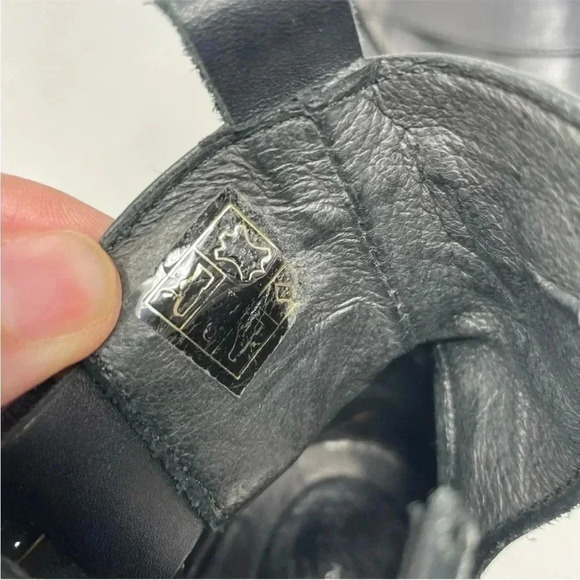 KG Kurt Geiger - Black Leather Moto Boots with Front Gold Caps - Picture 8 of 10